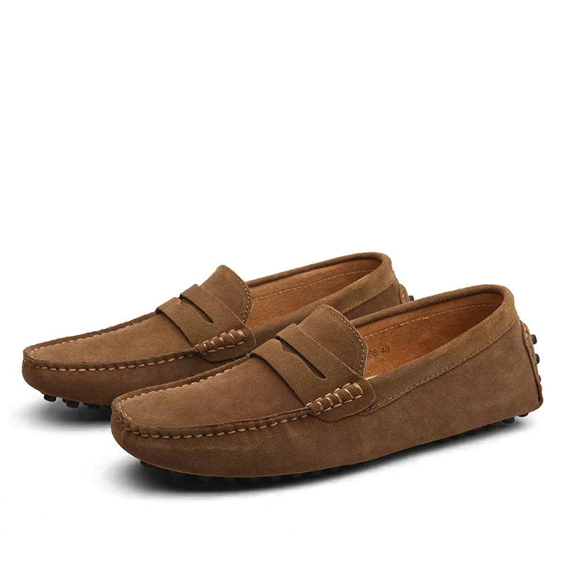 Men's Suede Loafers - Casual Brown Loafer Shoes for Everyday Wear 0