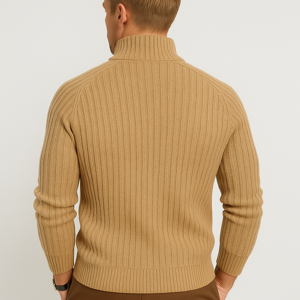 Men’s Zipper Velvet Cardigan – Thick Winter Knit Jacket-brown2