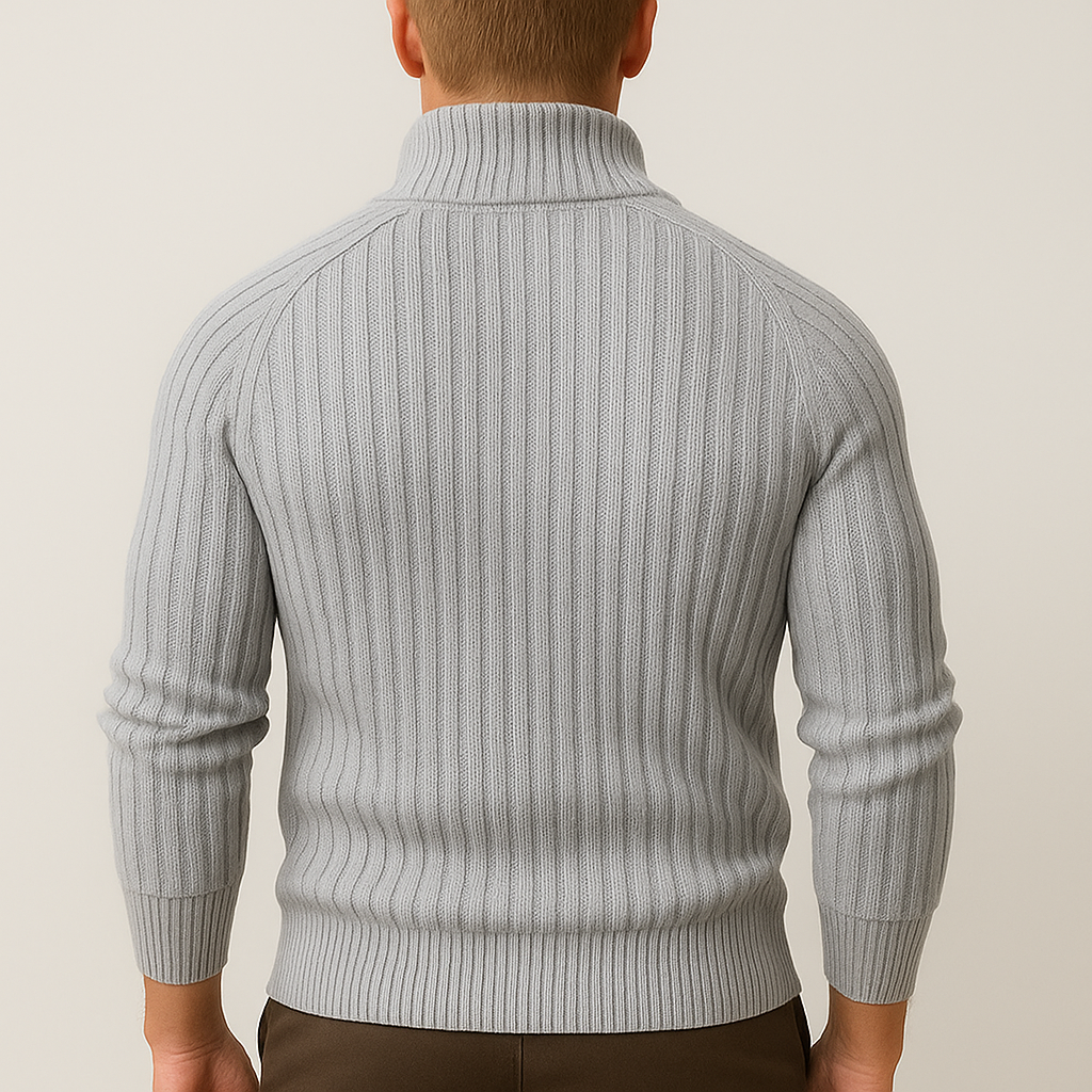 Men’s Zipper Velvet Cardigan – Thick Winter Knit Jacket-grey2