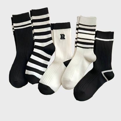 EaseStripes Women's Winter Crew Socks - 5 Pairs