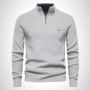 Stylish Cotton Zip Neck Pullover for Modern Men