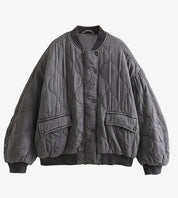 Quilted Bomber Jacket for Women – Oversized Fit, Ribbed Cuffs, Casual Outerwear for Chilly Days 2