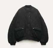 Quilted Bomber Jacket for Women – Oversized Fit, Ribbed Cuffs, Casual Outerwear for Chilly Days 5