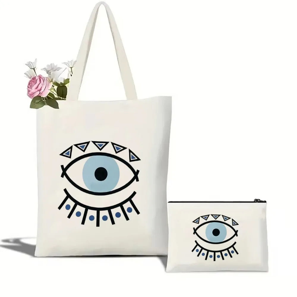 Luna Canvas Tote Bag & Makeup Pouch