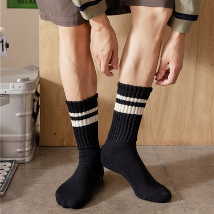 SportyVogue  Warm Striped Cotton Crew Socks for Men