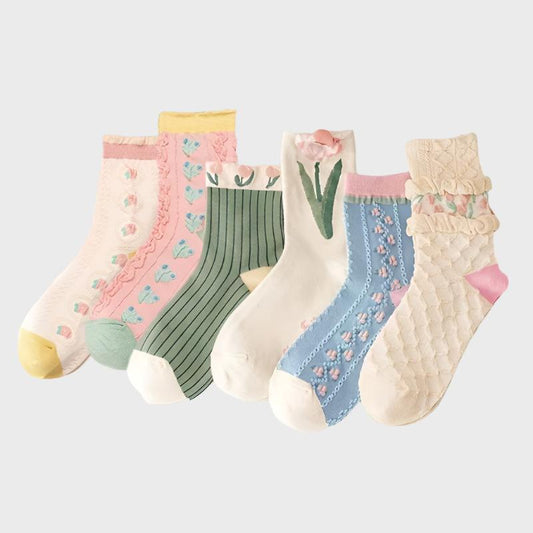 FloralFits Women's Warm Autumn & Winter Crew Socks - 4 Pairs