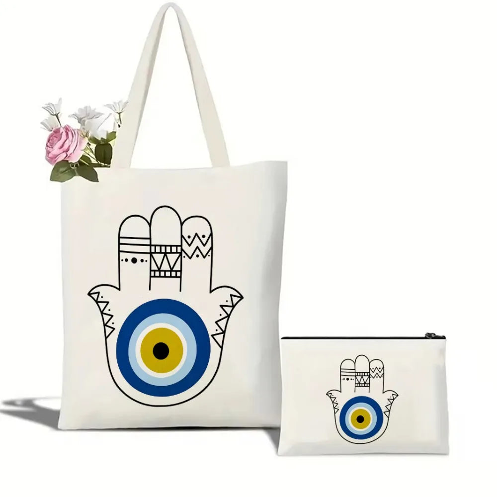 Luna Canvas Tote Bag & Makeup Pouch