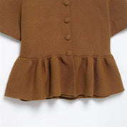 Women's Knitted Jacket with Collar and Long Sleeves for Casual and Business Wear-4