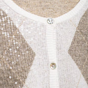 Women's Long Knitted Cardigan Sweater with Pearl Embellishments-3