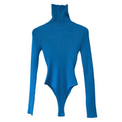 Women's Turtleneck Knit Bodysuit Sweater - Black Long Sleeve & White Body Suit 5