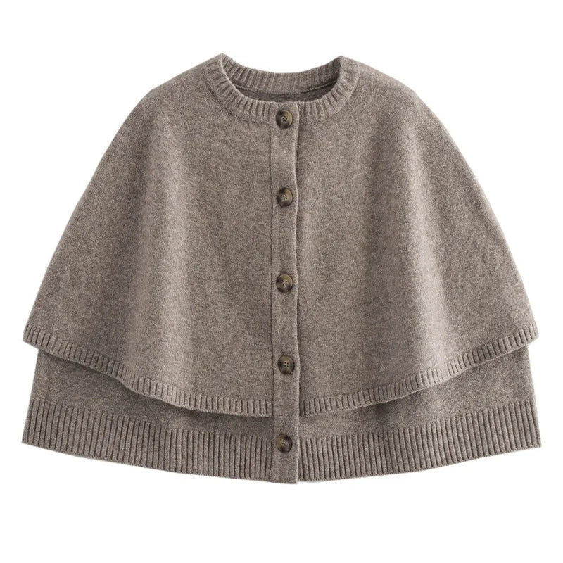 Women's Cropped Knit Cardigan - Cozy Autumn Poncho for Layering-2