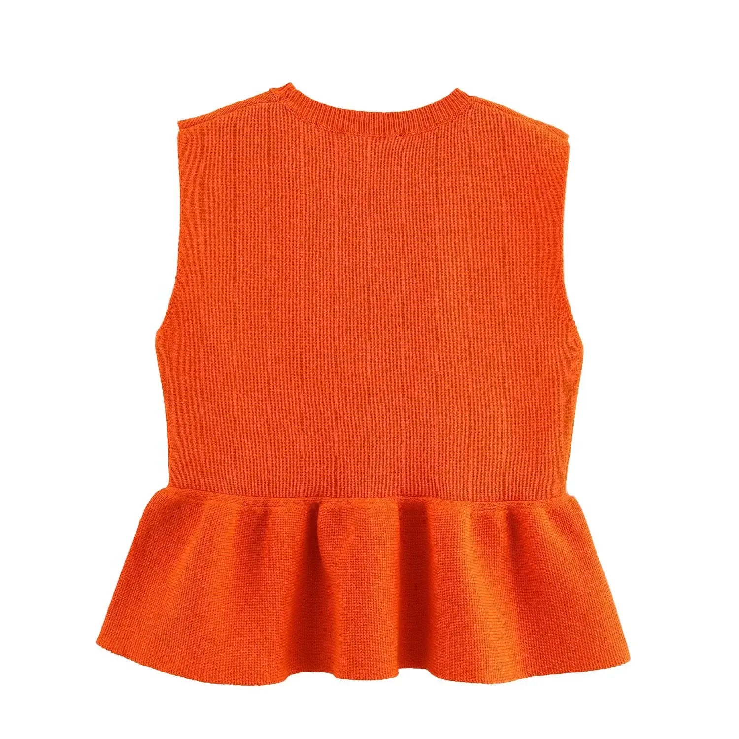 Women's Cropped Knit Vest with Ruffle Detail-2