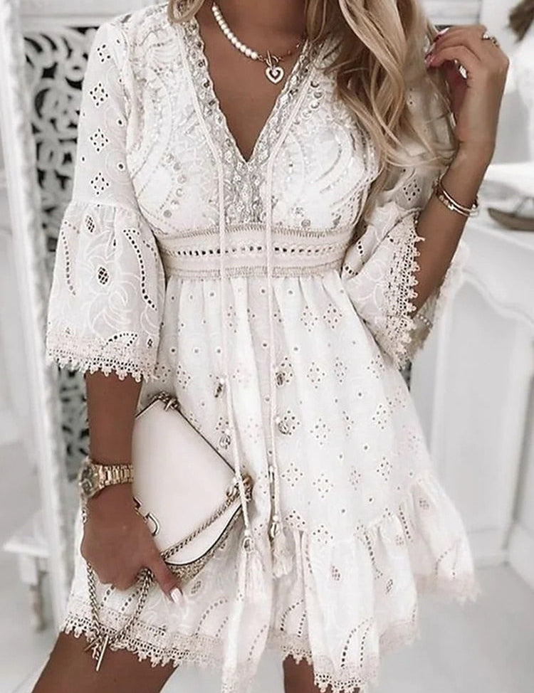 Barbara Breathable V-Neck Mini Dress