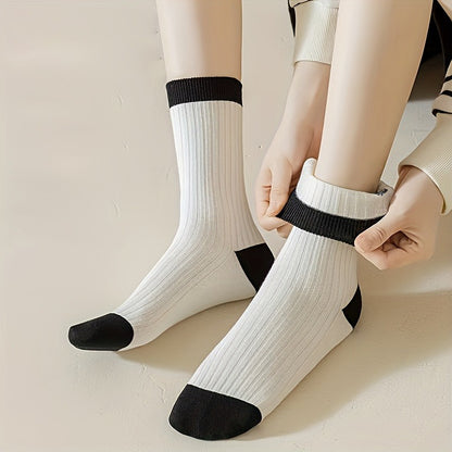 EaseStripes Women's Winter Crew Socks - 5 Pairs