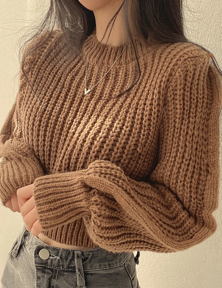 Variant image for Women's Vintage Harajuku Long Sleeve Sweater with Lantern Sleeves-2