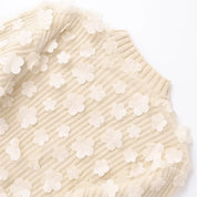 Women's Long Sleeve Knitted Sweater with Mesh Flower Decoration-5