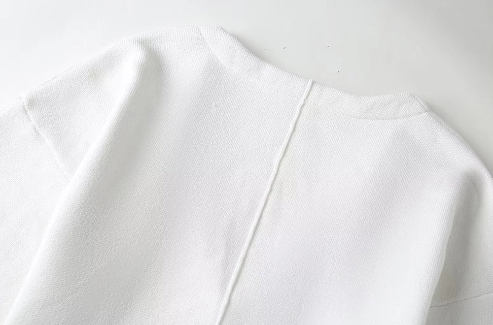 Women's Fitted Knit Cardigan Sweater with V-Neck and Side Split Hem