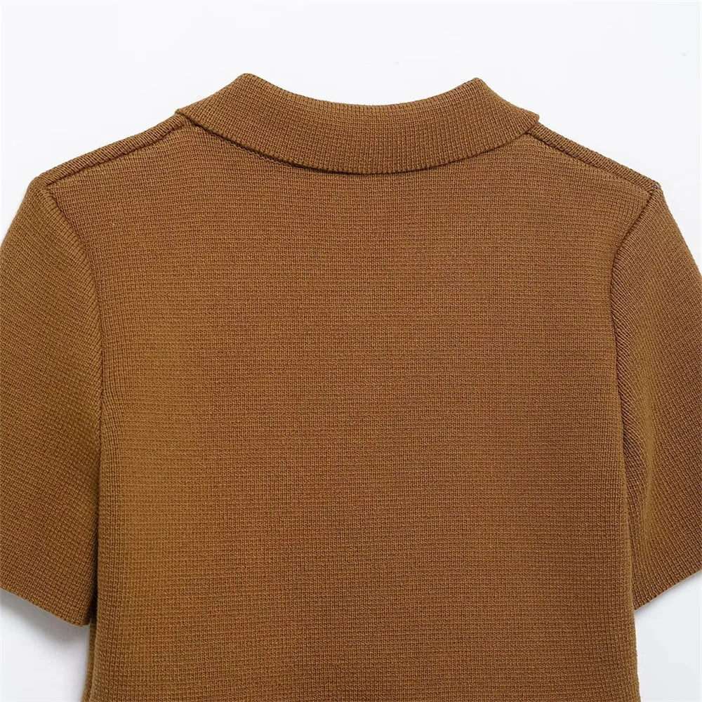 Women's Knitted Jacket with Collar and Long Sleeves for Casual and Business Wear-5