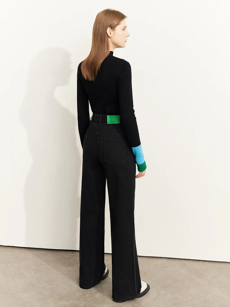 Women's Turtleneck Sweater - Cozy Knitted Patchwork for Office & Casual Wear 5