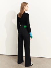 Women's Turtleneck Sweater - Cozy Knitted Patchwork for Office & Casual Wear 5