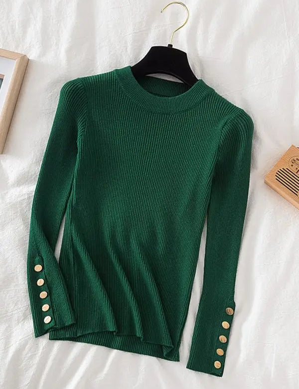 Variant image for Women's Casual Sweater with Button O-Neck Design for Autumn and Winter-14