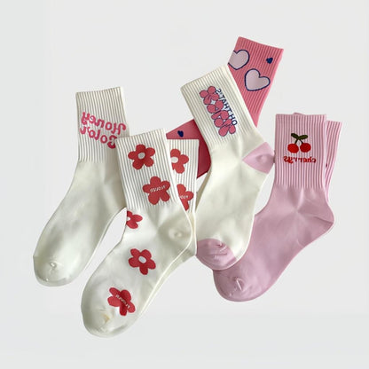 BlossomCozy Cotton Crew Socks for Women - 5 Pairs