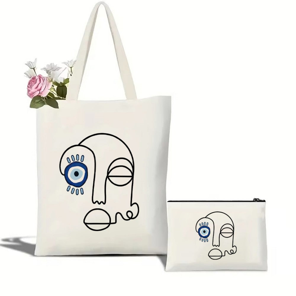 Luna Canvas Tote Bag & Makeup Pouch