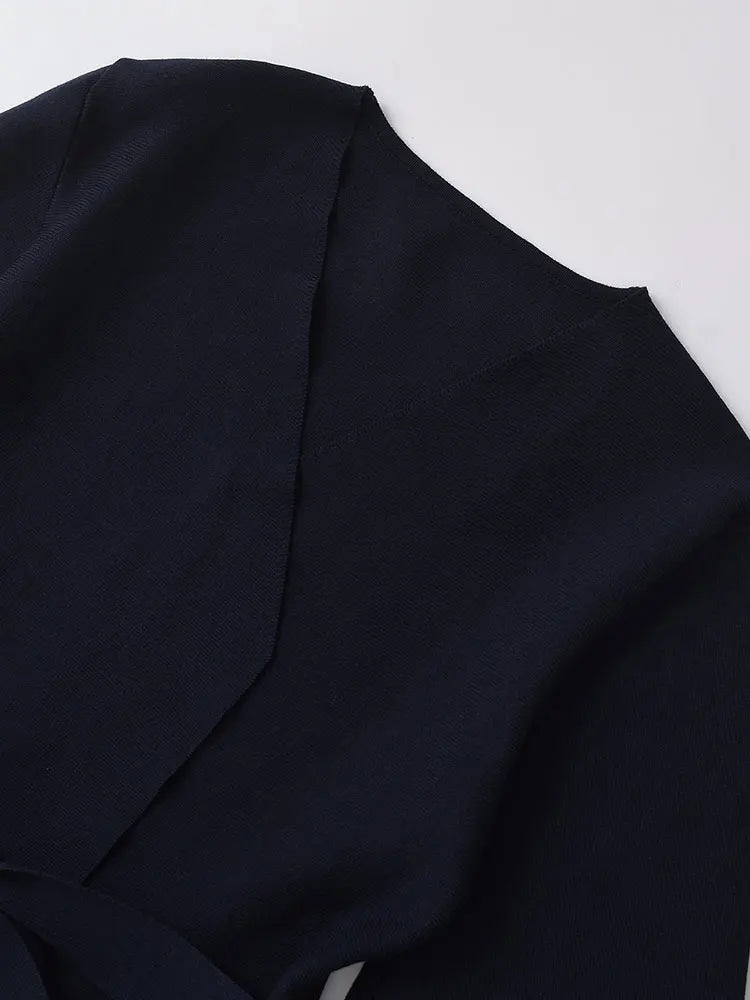 Women's Slim Fit Cardigan Sweater with V Neck and Sashes for Autumn-3