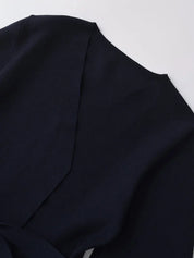 Women's Slim Fit Cardigan Sweater with V Neck and Sashes for Autumn-3