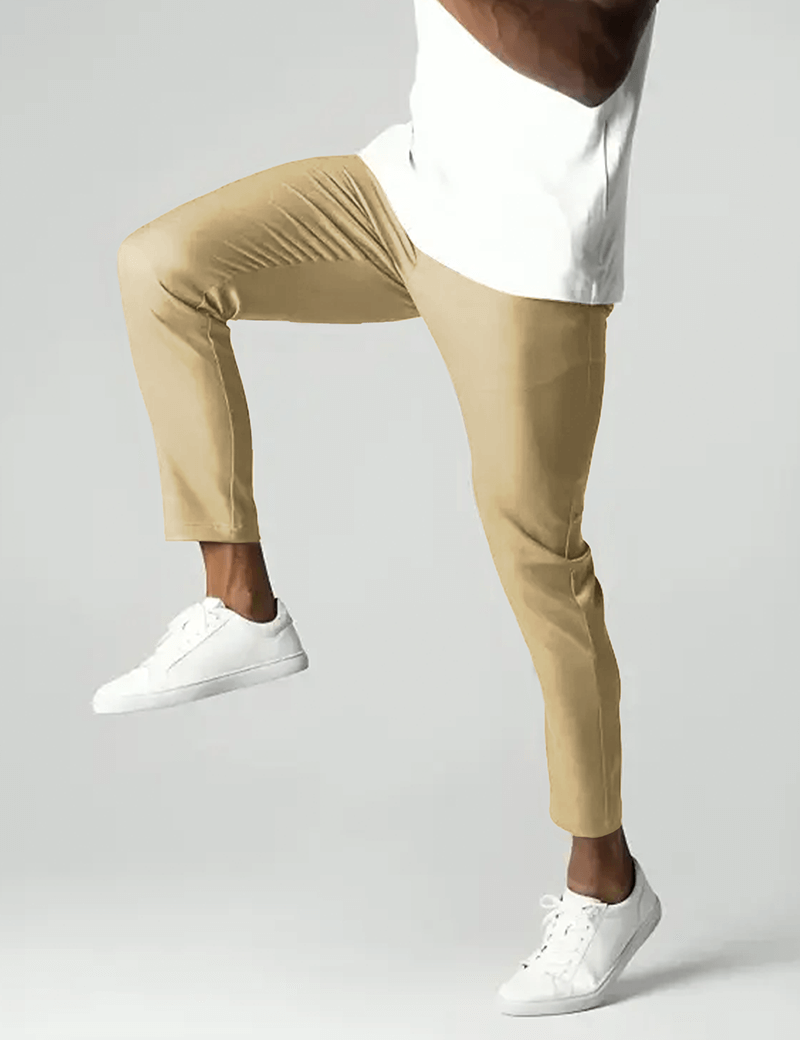 Men's Khaki Chino Pants - Slim Fit Soft Stretch Casual Trousers-2