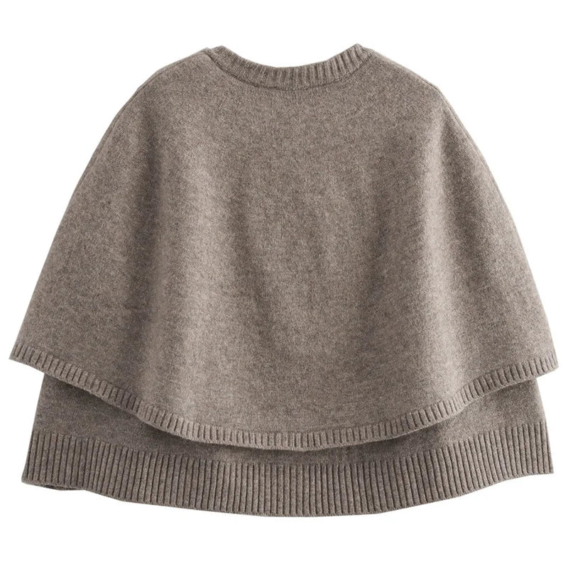 Women's Cropped Knit Cardigan - Cozy Autumn Poncho for Layering-3