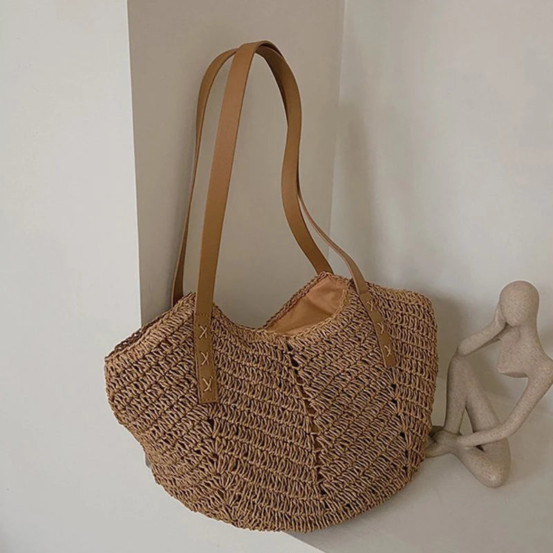 Emma Bohemian Straw Beach Bag