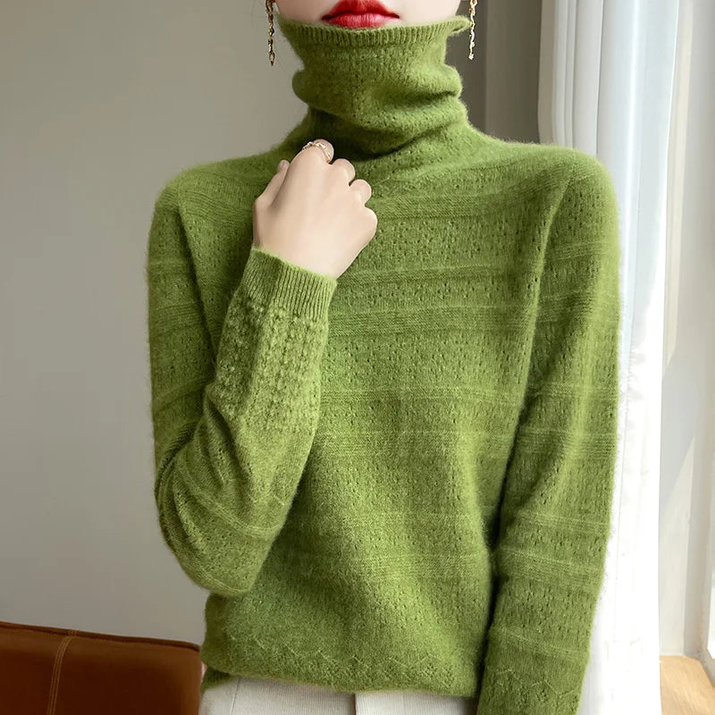 Variant image for Women's Black Turtleneck Sweater - 100% Merino Wool Casual Knitwear-24