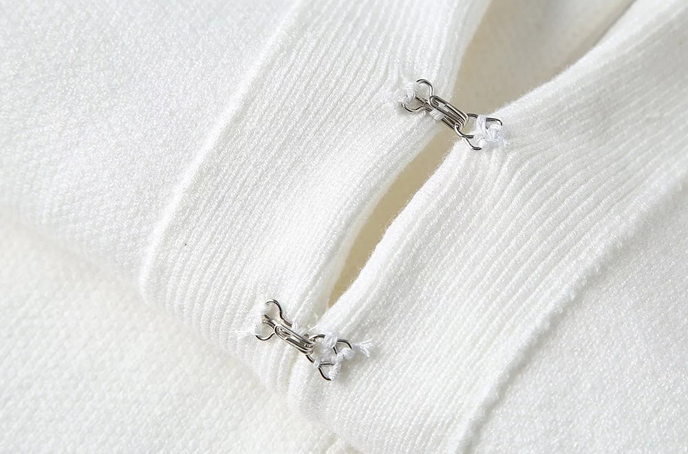 Women's Fitted Knit Cardigan Sweater with V-Neck and Side Split Hem