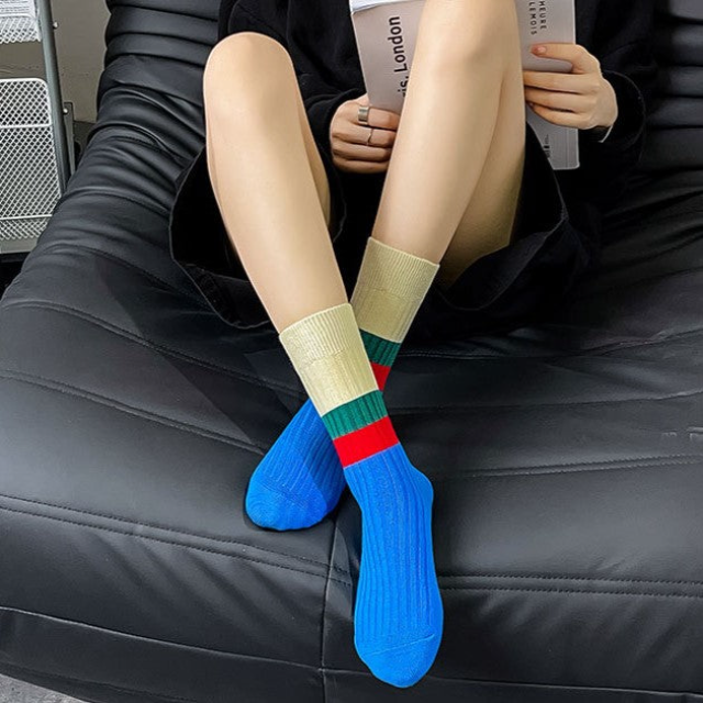 OrganicStripes Warm Cotton Crew Socks for Women