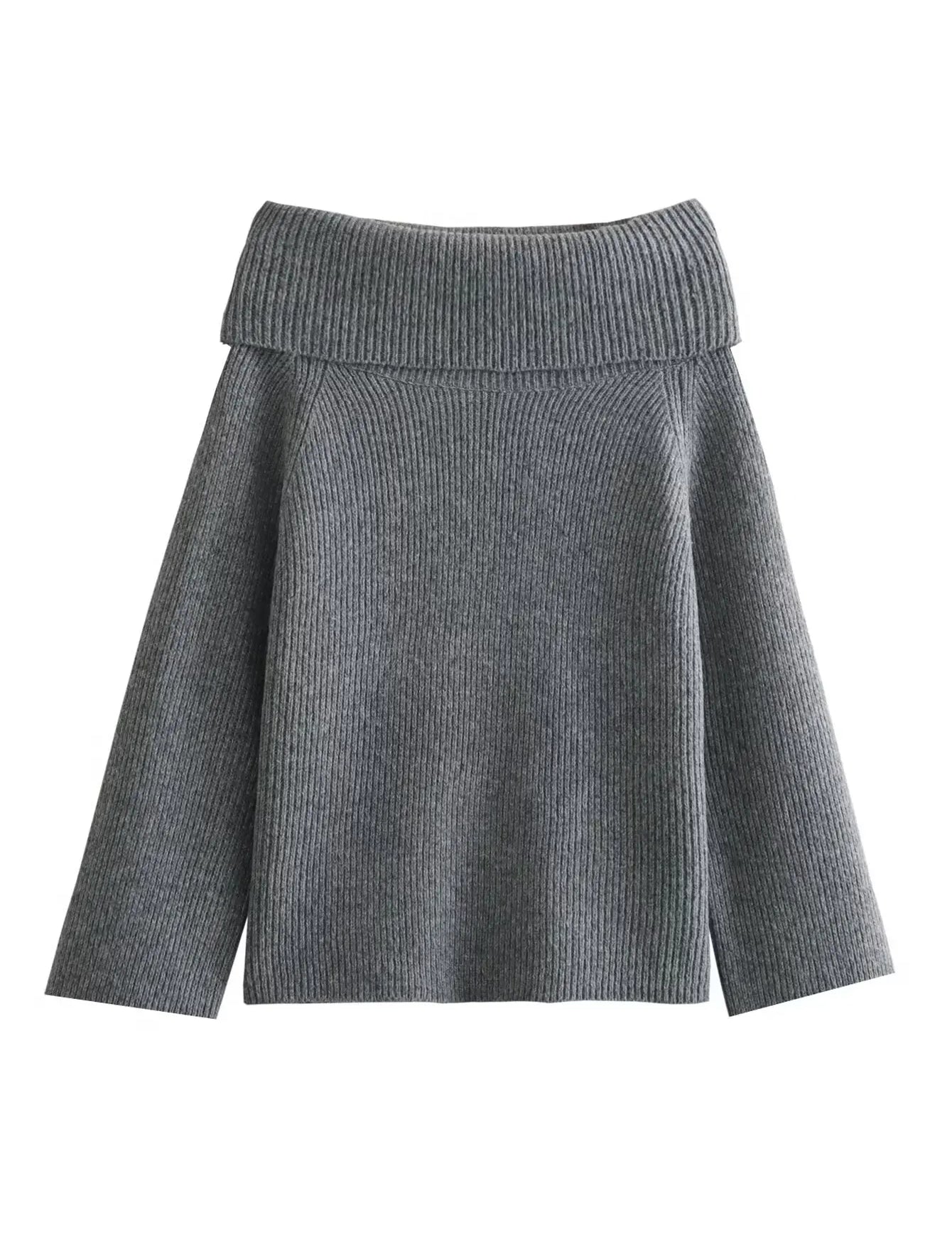 Variant image for Women's Off The Shoulder Sweater - Long Sleeve Knitted Casual Top-2