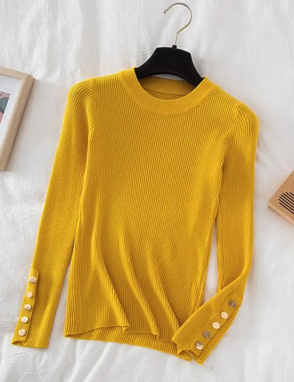 Variant image for Women's Casual Sweater with Button O-Neck Design for Autumn and Winter-4