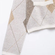 Women's Long Knitted Cardigan Sweater with Pearl Embellishments-5