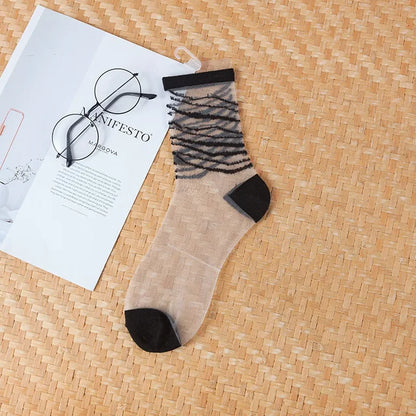 ShapelyMesh Sexy Lace Mesh Silk Socks