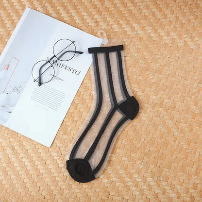 ShapelyMesh Sexy Lace Mesh Silk Socks