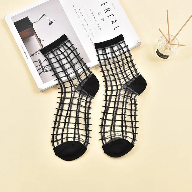 ShapelyMesh Sexy Lace Mesh Silk Socks