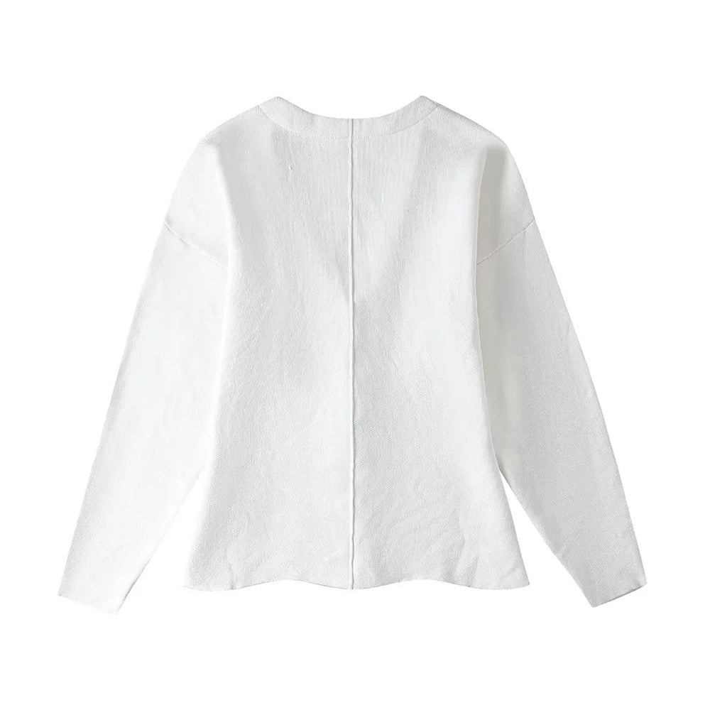 Women's Fitted Knit Cardigan Sweater with V-Neck and Side Split Hem