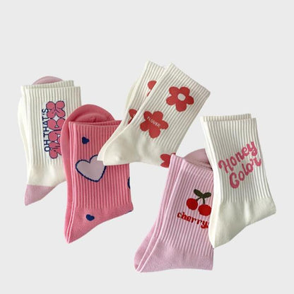 BlossomCozy Cotton Crew Socks for Women - 5 Pairs