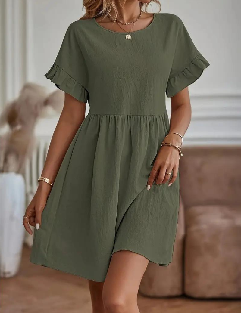 Chloe Loose Fit Short Sleeve Ruffle Summer Dress