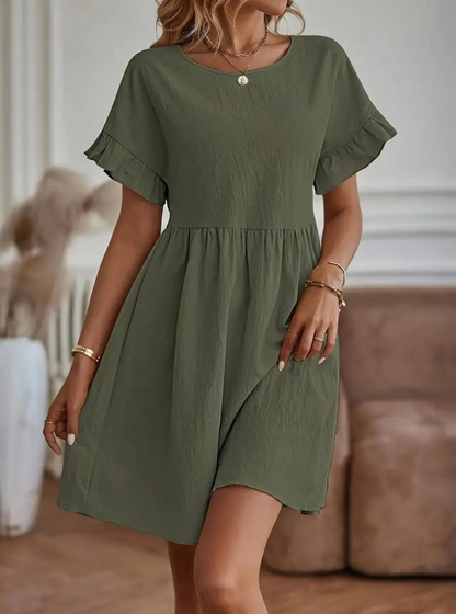 Chloe Loose Fit Short Sleeve Ruffle Summer Dress