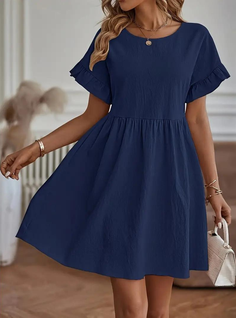 Chloe Loose Fit Short Sleeve Ruffle Summer Dress