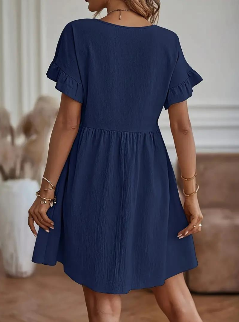 Chloe Loose Fit Short Sleeve Ruffle Summer Dress