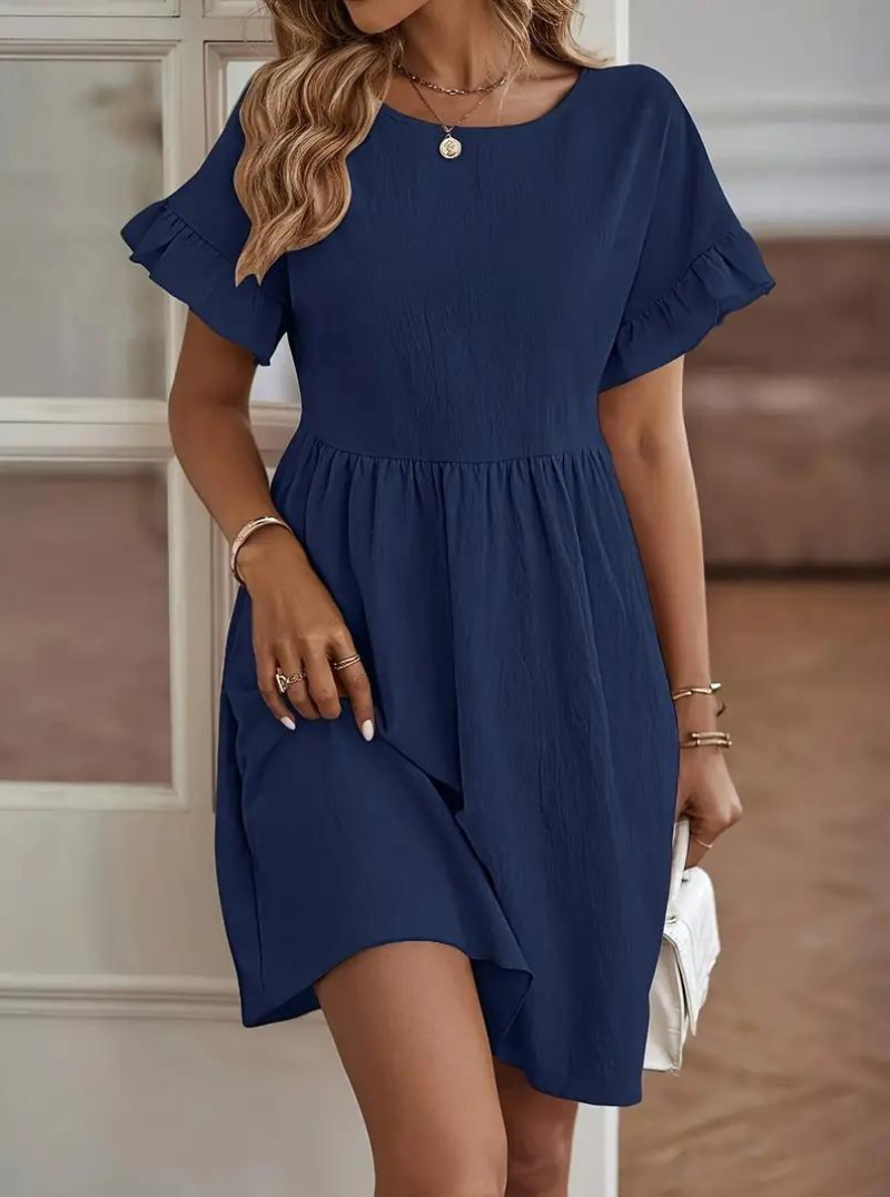 Chloe Loose Fit Short Sleeve Ruffle Summer Dress