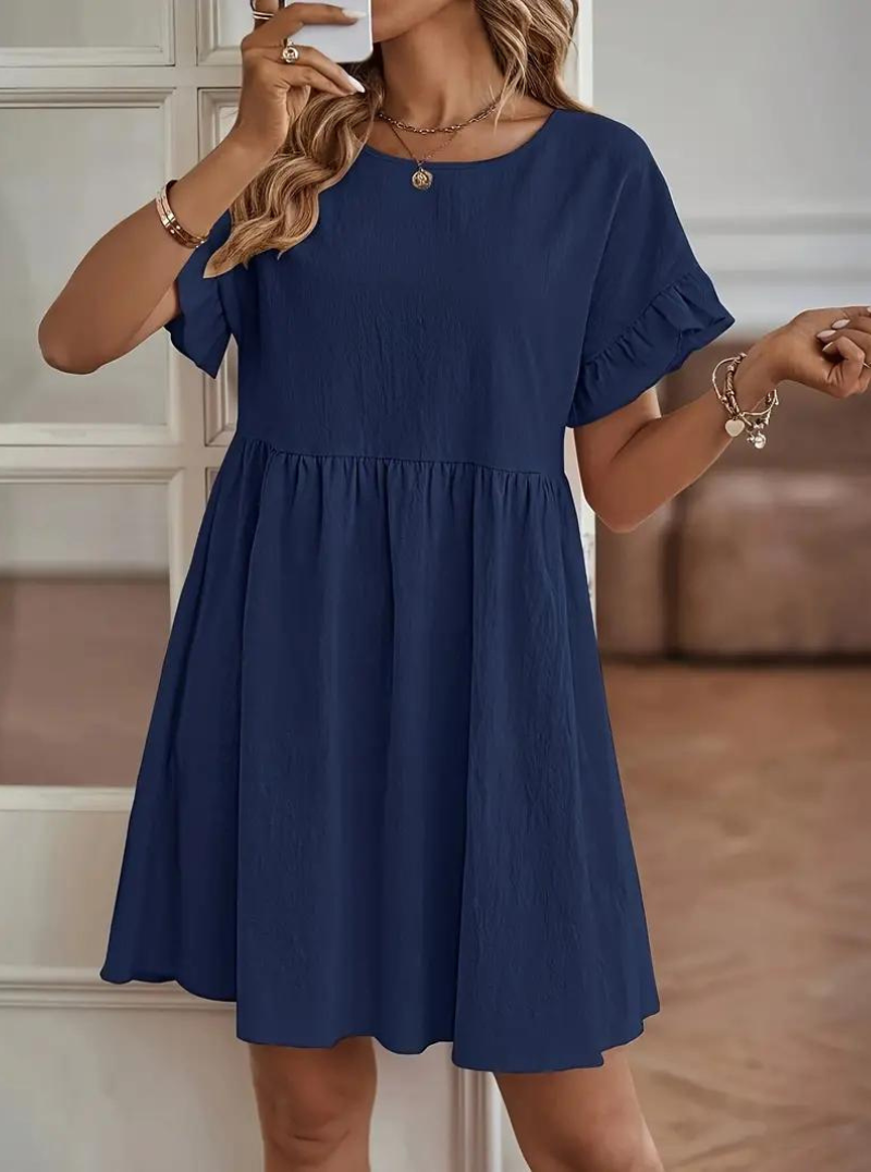 Chloe Loose Fit Short Sleeve Ruffle Summer Dress