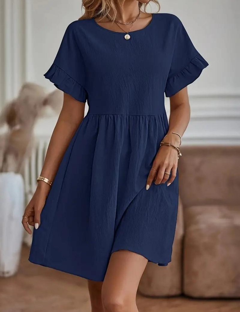 Chloe Loose Fit Short Sleeve Ruffle Summer Dress